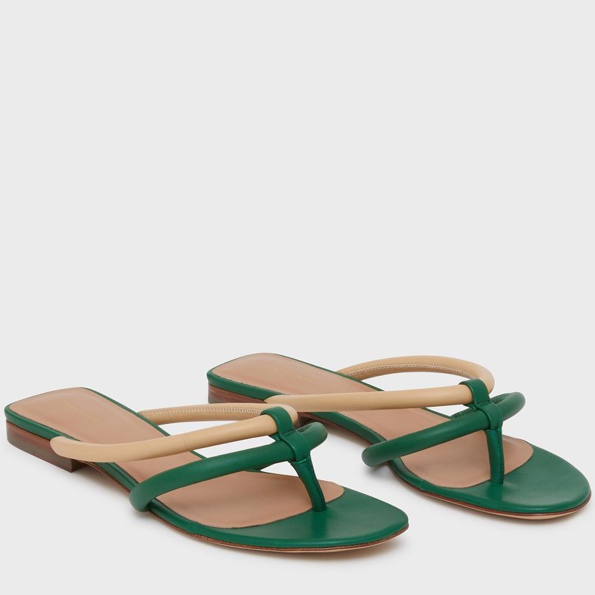 Women\'s Mansur Gavriel Filo Flip Flops Green / Beige | AU 27M1GT